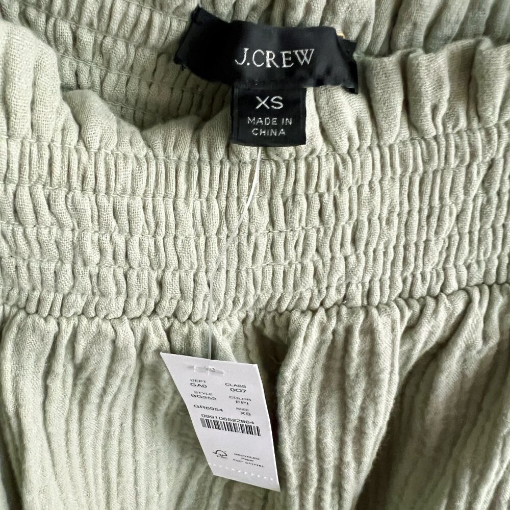 New J.Crew Squareneck Puff-Sleeve Soft Gauze Top, faded pistachio color, XS - Picture 5 of 7